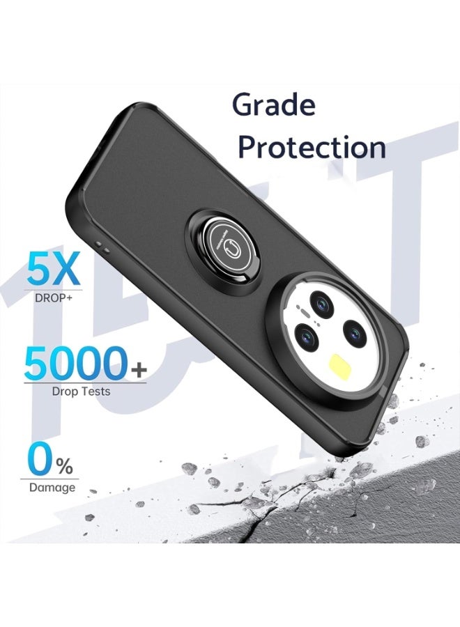 جراب لهاتف Honor Magic 8 Pro، مزود بحلقة معدنية دوارة، وحامل مدمج، وحامل مغناطيسي للسيارة، ومقاوم للصدمات وبصمات الأصابع. - Image 4